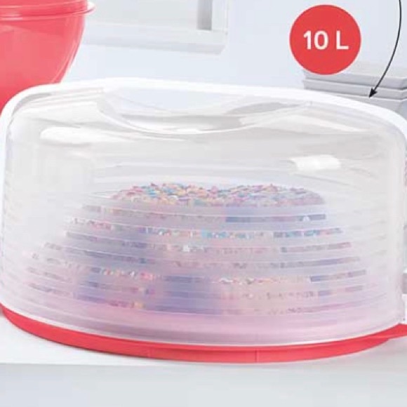 Tupperware 10" Round Cake Taker Guava & Carrier - Picture 5 of 16